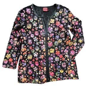 Simon Chang Floral Blazer with Mesh Underlay - Size 12